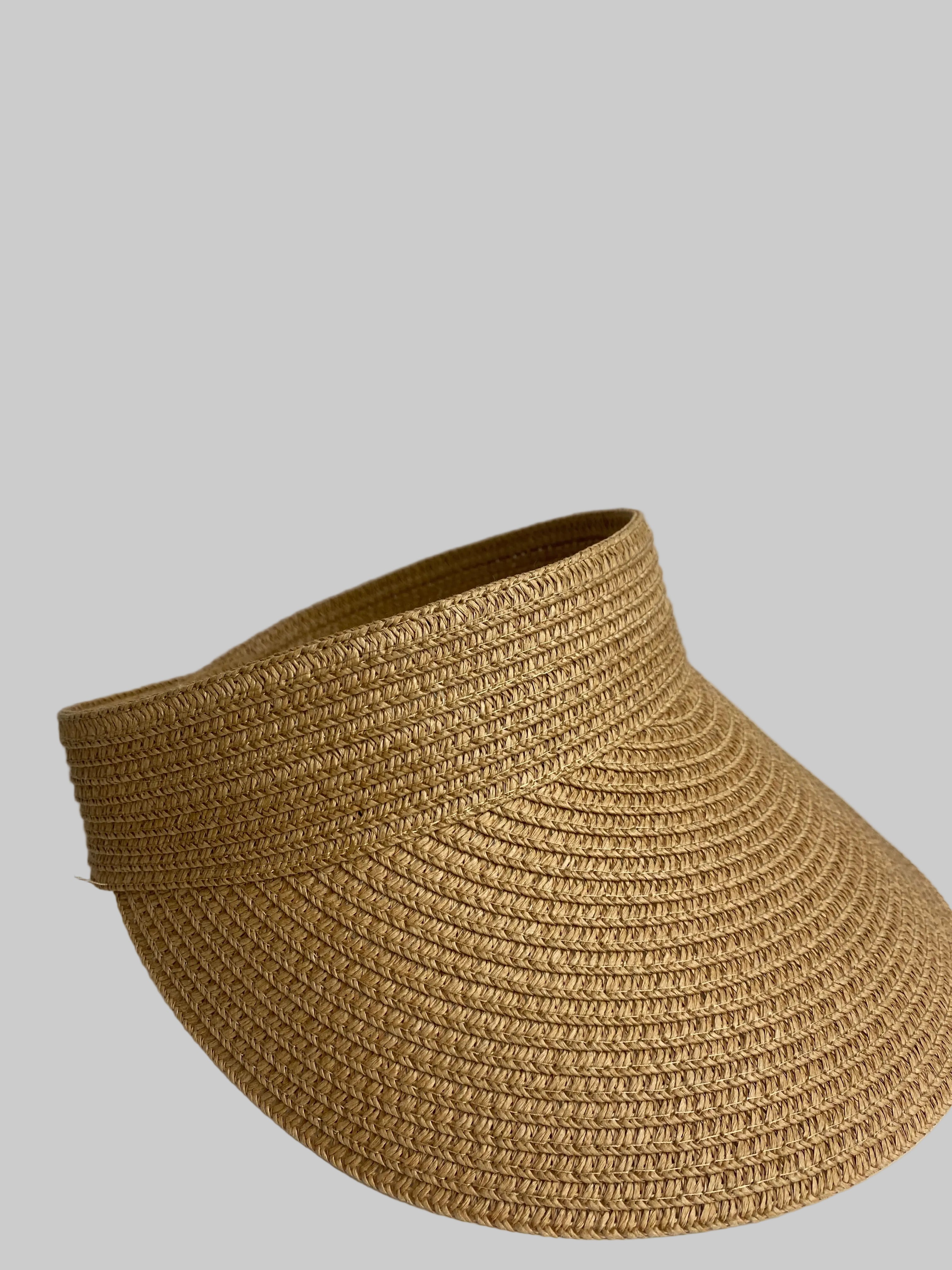Woman's Tan Straw Sun Visor